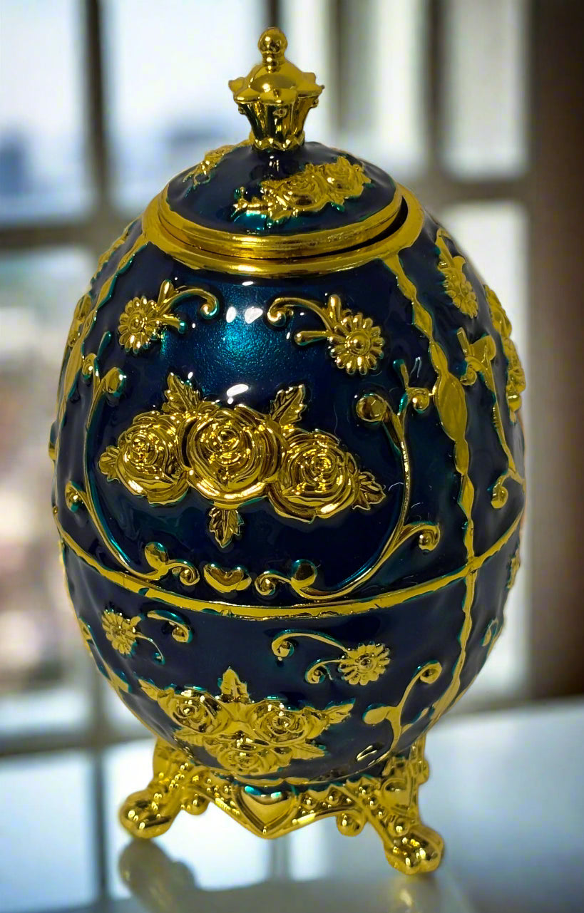 Faberge Style Russian Egg Toothpick Holder| Blue & Gold | Stylish | Vintage Looking | House Of Jax