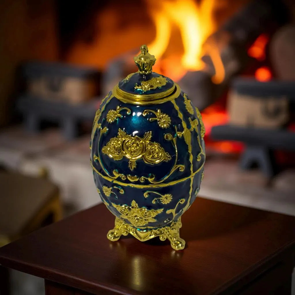 Faberge Style Russian Egg Toothpick Holder| Blue & Gold | Stylish | Vintage Looking | House Of Jax