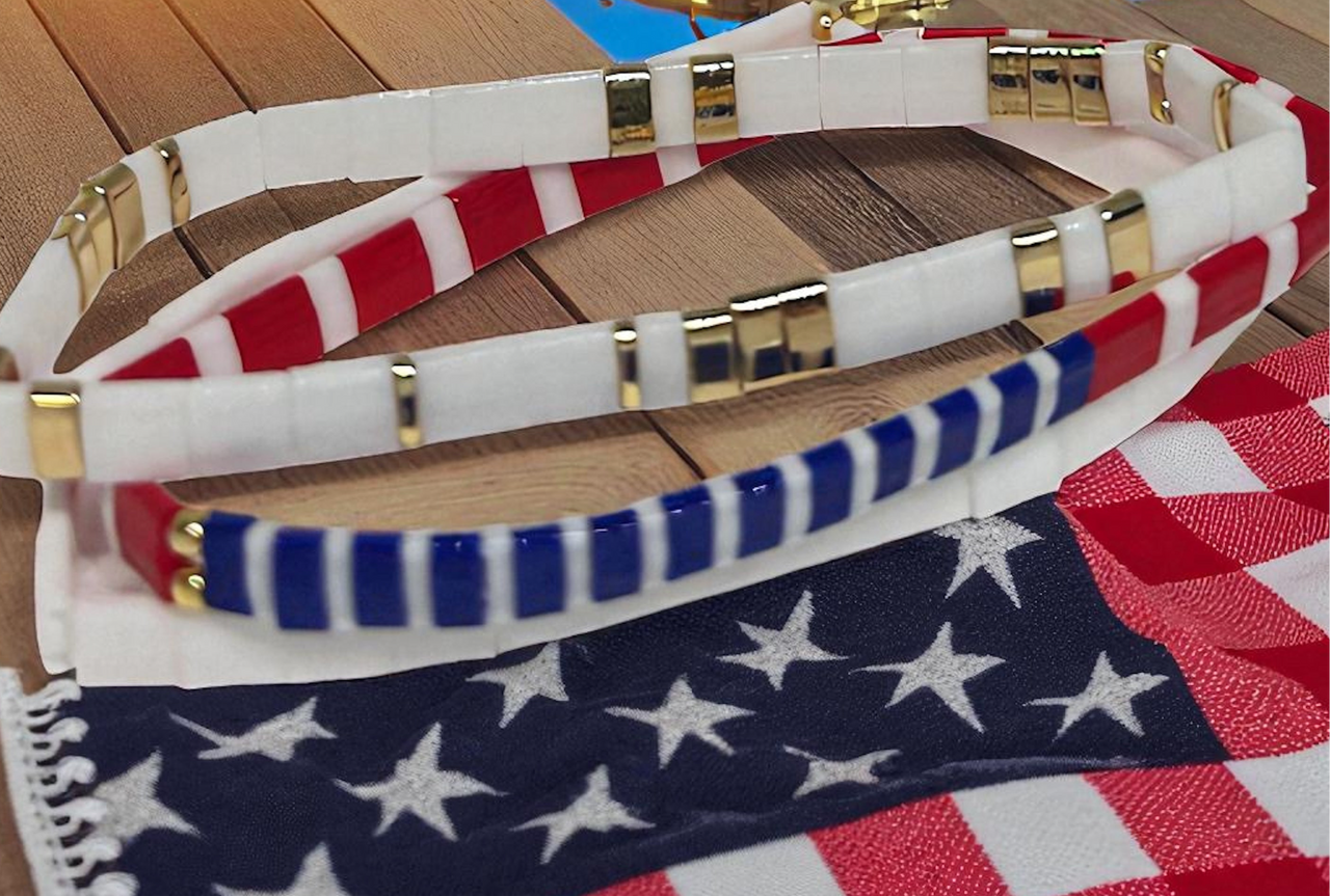 Miyuki Tila bead stretch American Patriot Bracelet Stack  | USA  | America | Trend 2025 |Friendship Bracelets | price / per bracelet | quality |waterproof