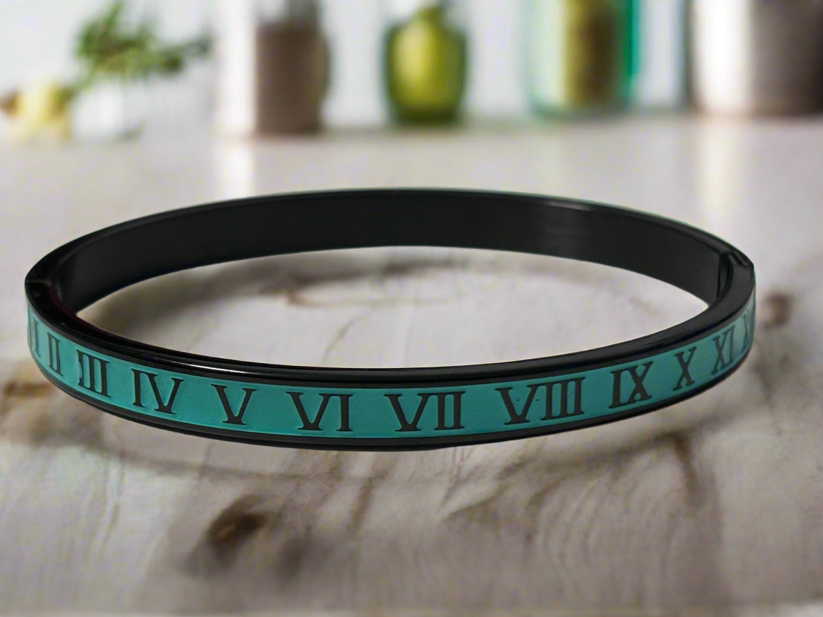 Roman Numeral | Black and Aqua Blue | Bracelet | Fancy | Stylish |  Boho | Bohemian | House Of Jax