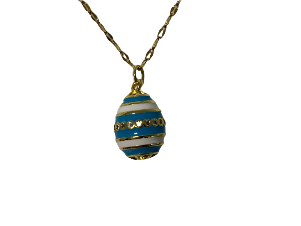 Blue and White Egg Pendant Necklace | Boho | Bohemian | Gift For Her | Trendy | Stylish | House Of Jax