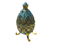 Blue And Gold Faberge Type Egg | Stylish | Trendy | Collectable | Boho | Bohemian | Fidget | House Of Jax Studio