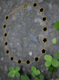 Black and Gold Clover Charm Necklace | Adjustable Length | Stainless Steel | Stylish | Trendy | Fancy | House Of Jax