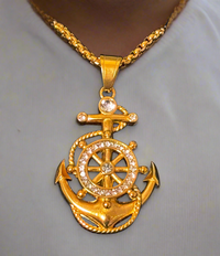 Anchor Necklace With Free Bonus Mystery Gift | Rope Chain | Gold Colored | Boho | Naval | Bohemian | House Of Jax
