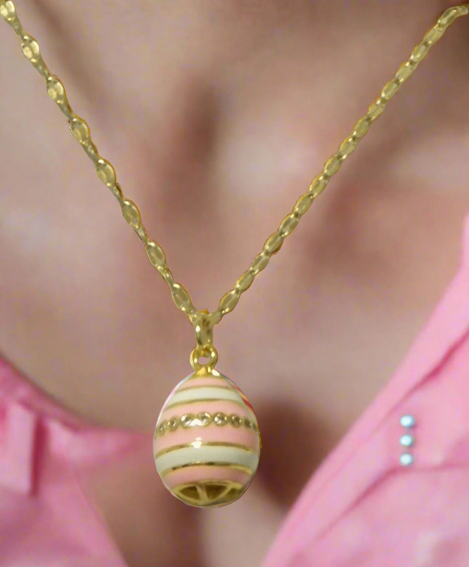 Stunning Egg Necklace | Pink and White | Trendy | Boho | Bohemian | Stylish | House Of Jax Studio