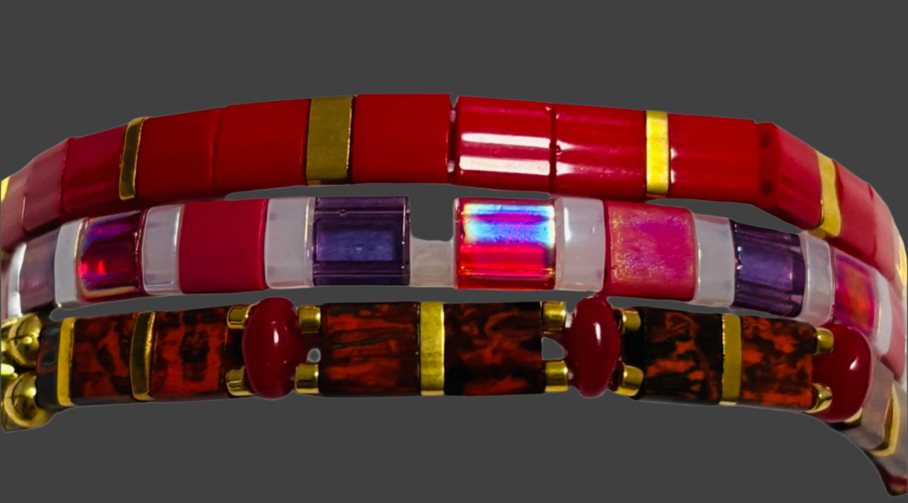 Stretchy Friendship Beaded Bracelets ( 6 ) | Trendy | Stylish | Hand Bag | Stack Of 6 Bracelets.