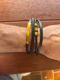 Men's Black and Gold | Vegan Leather | Rope Bracelet | Boho | House Of Jax