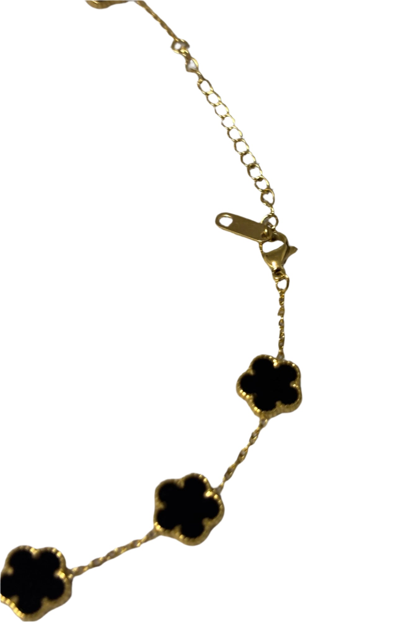 Black and Gold Clover Charm Necklace | Adjustable Length | Stainless Steel | Stylish | Trendy | Fancy | House Of Jax