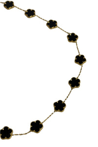 Black and Gold Clover Charm Necklace | Adjustable Length | Stainless Steel | Stylish | Trendy | Fancy | House Of Jax