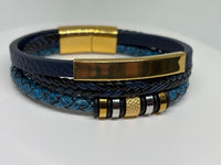 Men's Black, Blue and Gold Faux Leather | Rope Bracelet | Boho | Bohemian | Stylish | Fancy | Trendy | House Of Jax
