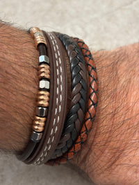 Men's Black and Brown Faux Leather Bracelet | For Smaller Wrists | Bohemian | Stylish | Fancy | Trendy | Modern | House Of Jax