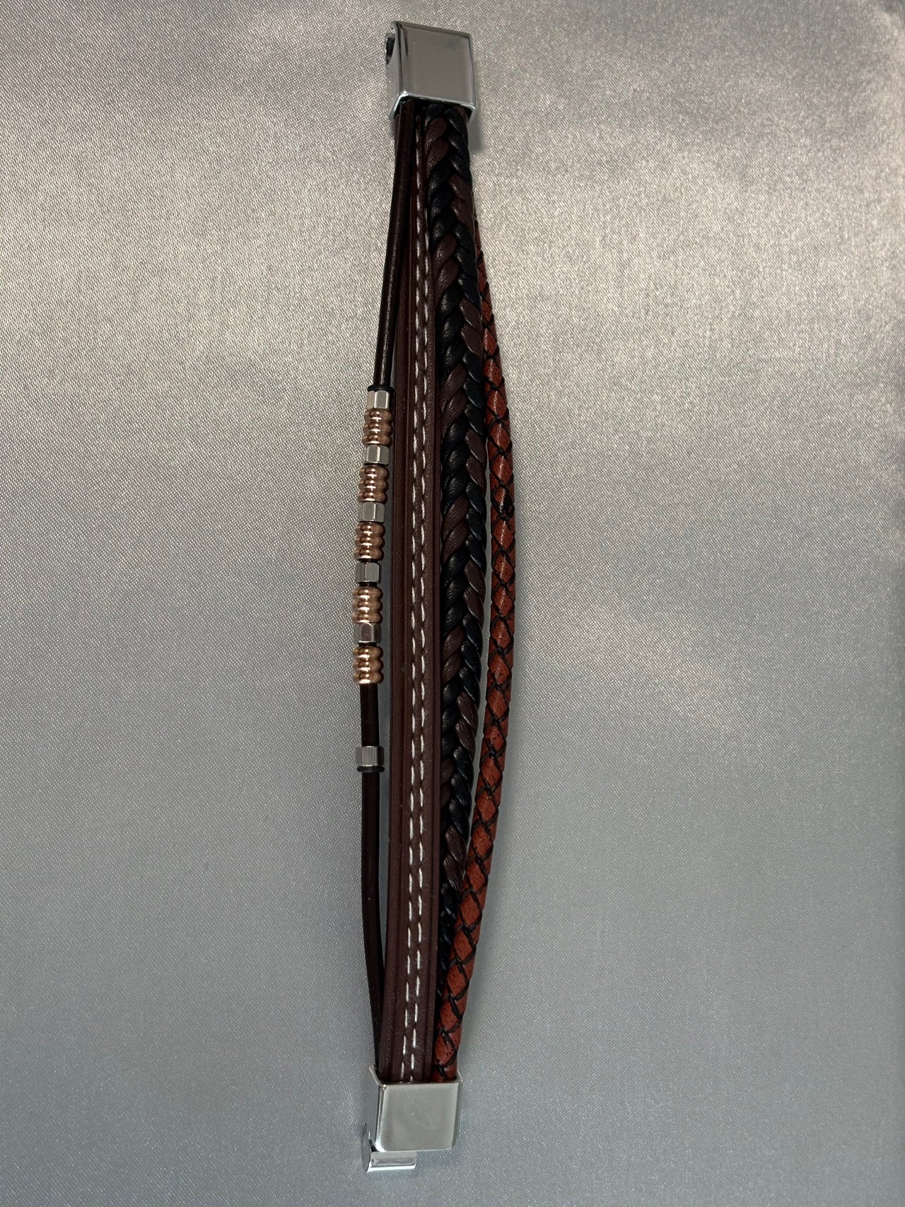 Men's Black and Brown Faux Leather Bracelet | For Smaller Wrists | Bohemian | Stylish | Fancy | Trendy | Modern | House Of Jax