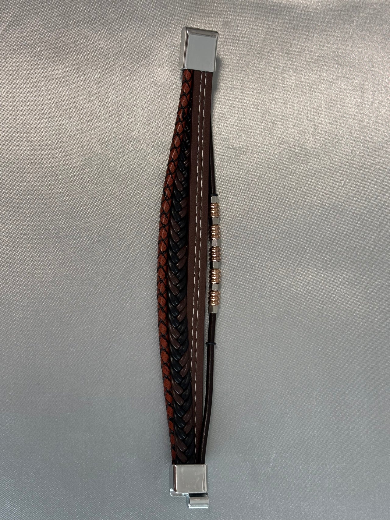Men's Black and Brown Faux Leather Bracelet | For Smaller Wrists | Bohemian | Stylish | Fancy | Trendy | Modern | House Of Jax