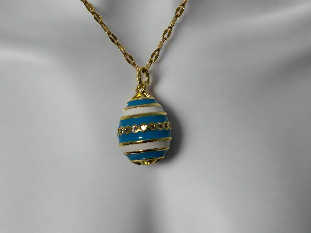 Blue and White Egg Pendant Necklace | Boho | Bohemian | Gift For Her | Trendy | Stylish | House Of Jax