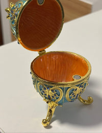 Blue And Gold Faberge Type Egg | Stylish | Trendy | Collectable | Boho | Bohemian | Fidget | House Of Jax Studio