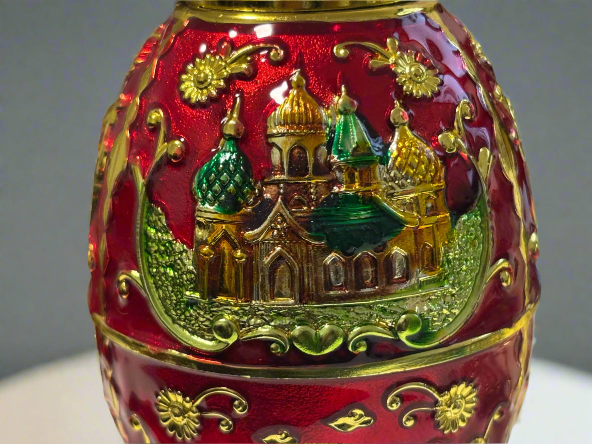 Red Russian Faberge Type Toothpick Holder Egg | Gift For Him |  Russian Tsar  | Russian Art | Boho | Curio Cabinet Egg | House Of Jax 1