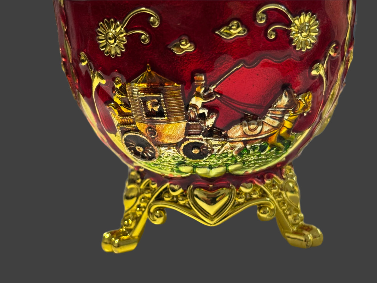 Red Russian Faberge Type Toothpick Holder Egg | Gift For Him |  Russian Tsar  | Russian Art | Boho | Curio Cabinet Egg | House Of Jax 1