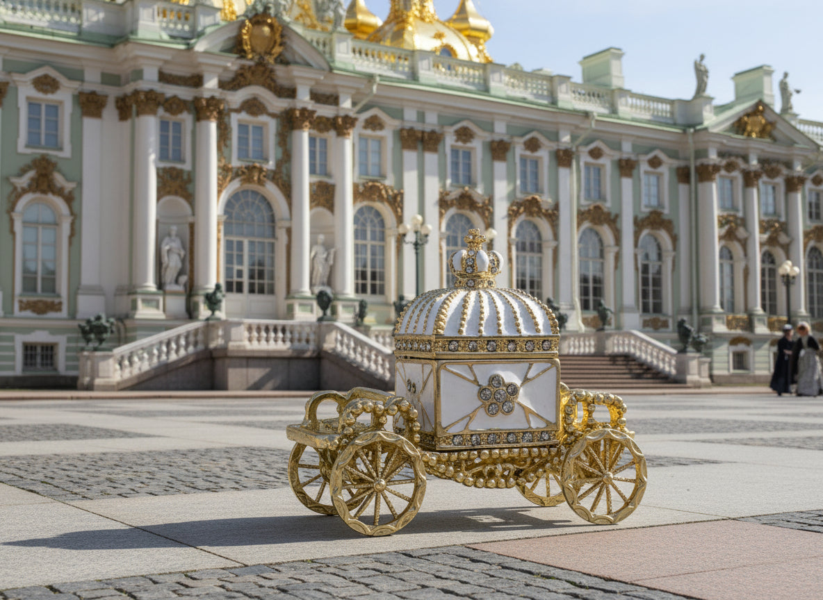 Collectable Faberge Type Carriage | Christmas Gift | White and Gold | Gift For Her | Gift For Him | House Of Jax
