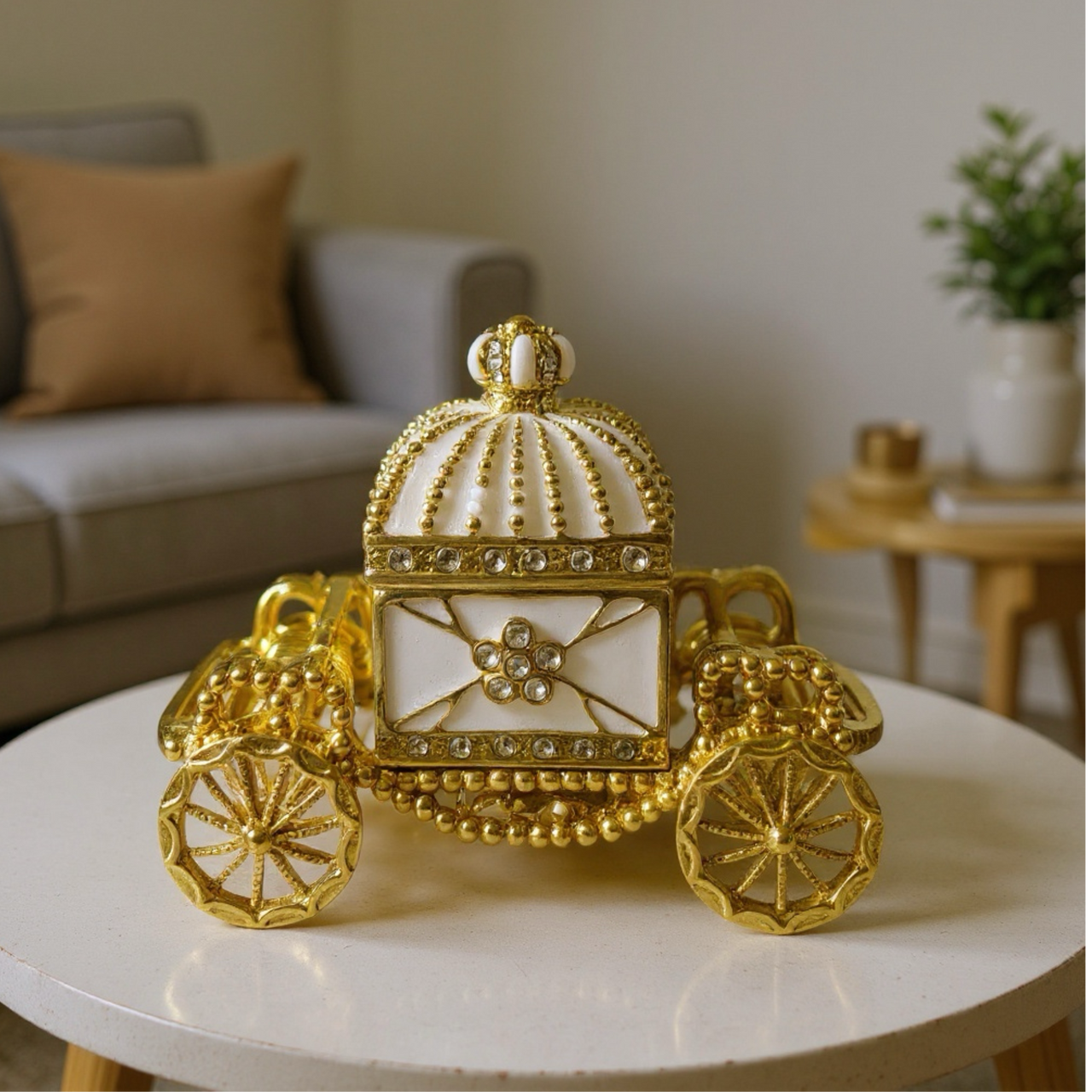 Collectable Faberge Type Carriage | Christmas Gift | White and Gold | Gift For Her | Gift For Him | House Of Jax