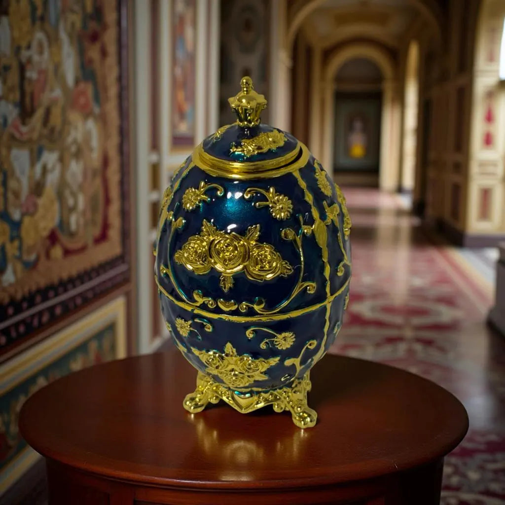 Faberge Style Russian Egg Toothpick Holder| Blue & Gold | Stylish | Vintage Looking | House Of Jax